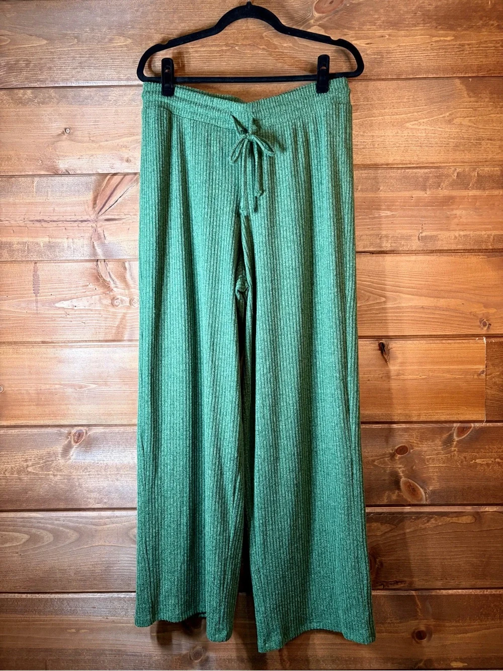 Pink Rose Heathered Green Ribbed Drawstring Lounge Pants Size XL 💕